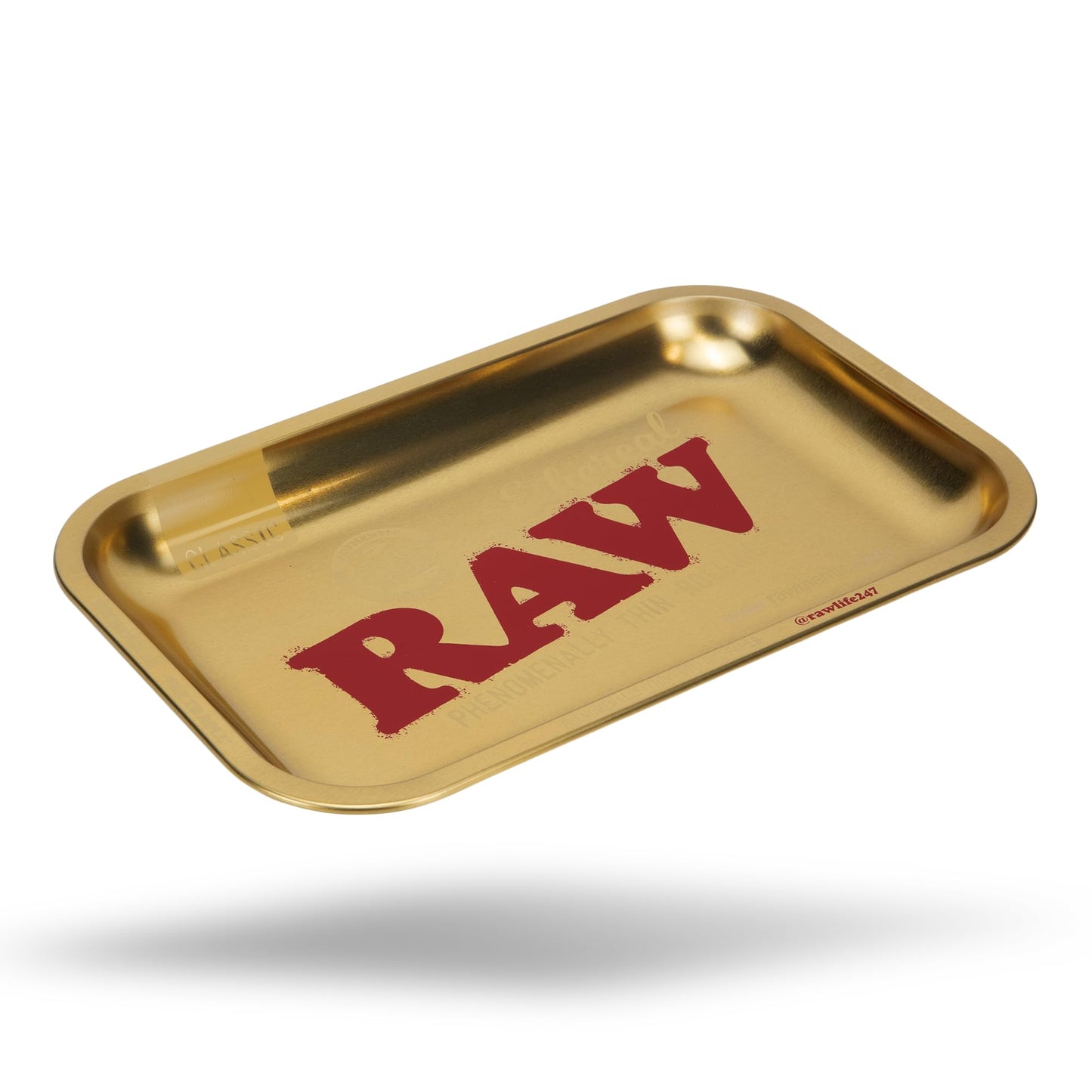 RAW Ethereal - Bandeja rodante pequeña - Elegante y elegante bandeja rodante de cigarrillos - Edición limitada con acabado dorado - 11 x 7 pulgadas