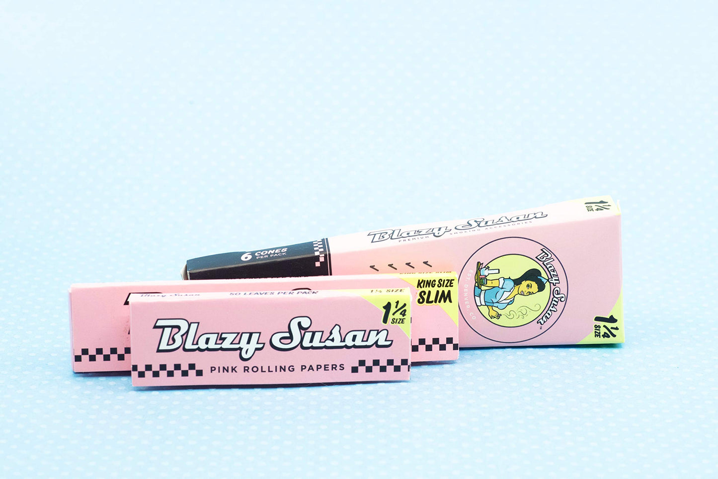 Blazy Puff Pack | Paquete de papeles y conos rosados | Vegano y suave quemado | Accesorios para fumar de calidad Blazy Susan