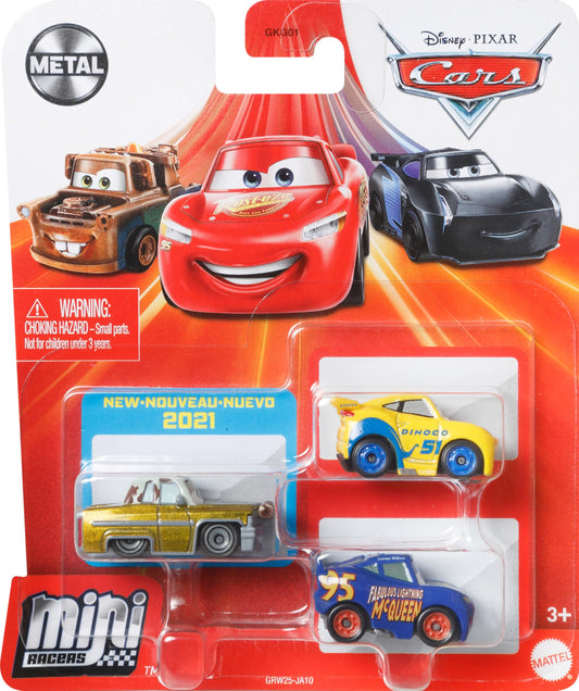 Cars Disney Pixar Minis 3 Pack Vehículos de Juguete para niños de 3 años en adelante