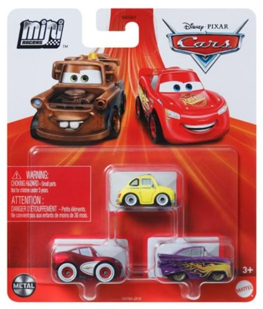 Disney Cars Mini Racers - Paquete de 3 (McQueen Makeover Crusin Lightning, Luigi y Ramone)