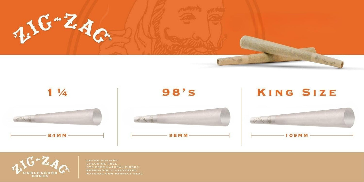 Zig-Zag Conos preenrollados ultra delgados tamaño 1 1/4 900 ct