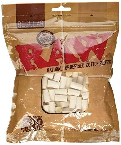 Raw Regular - Filtro de algodón natural sin refinar (8 mm, 200 unidades)