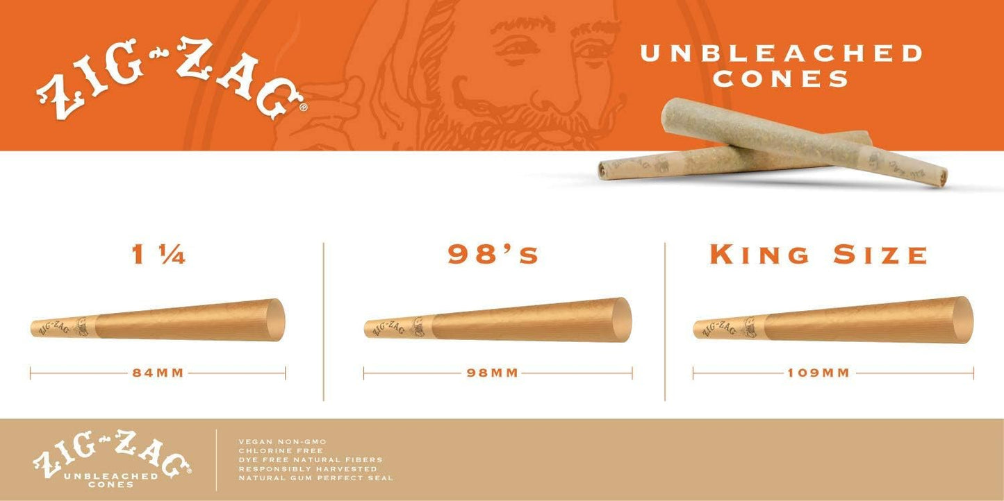 Zig-Zag Conos pre-enrollados sin blanquear tamaño 1 1/4 900 ct