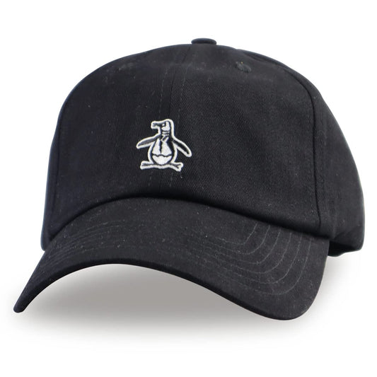 Sombrero de béisbol ajustable con logotipo de pingüino original de sarga de algodón, Negro -, One Size