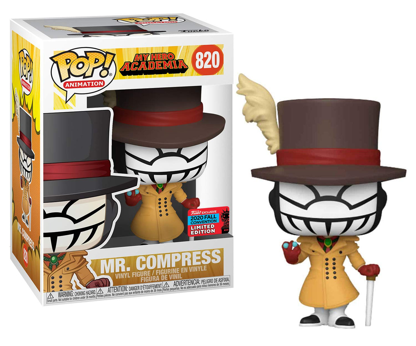 Funko Animación: My Hero Academia - Mr. Compress # 820 (Convención de otoño 2020 Exclusivo) con protector pop