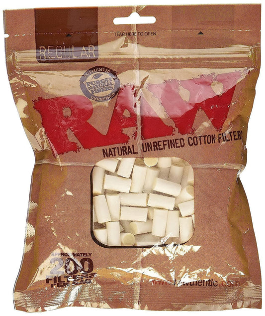 Raw Regular - Filtro de algodón natural sin refinar (8 mm, 200 unidades)